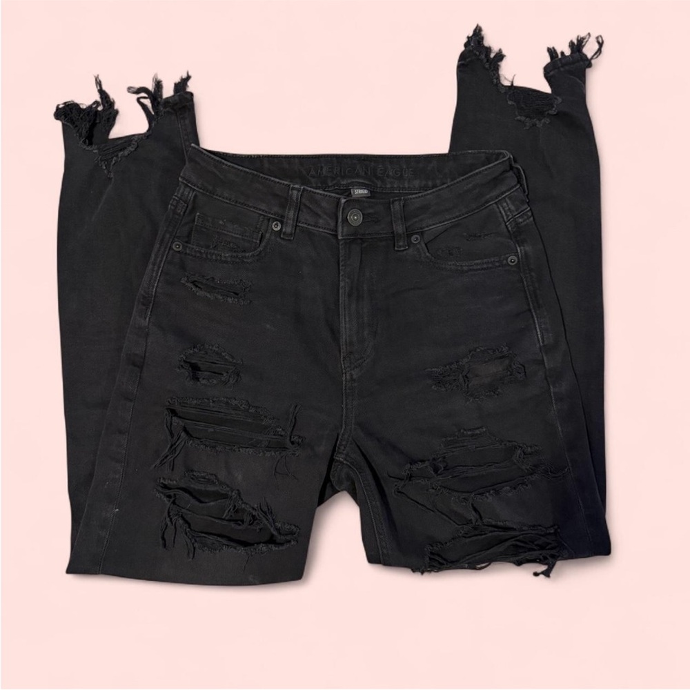 American Eagle High Rise Black Ripped Ankle Jeans – Size 4